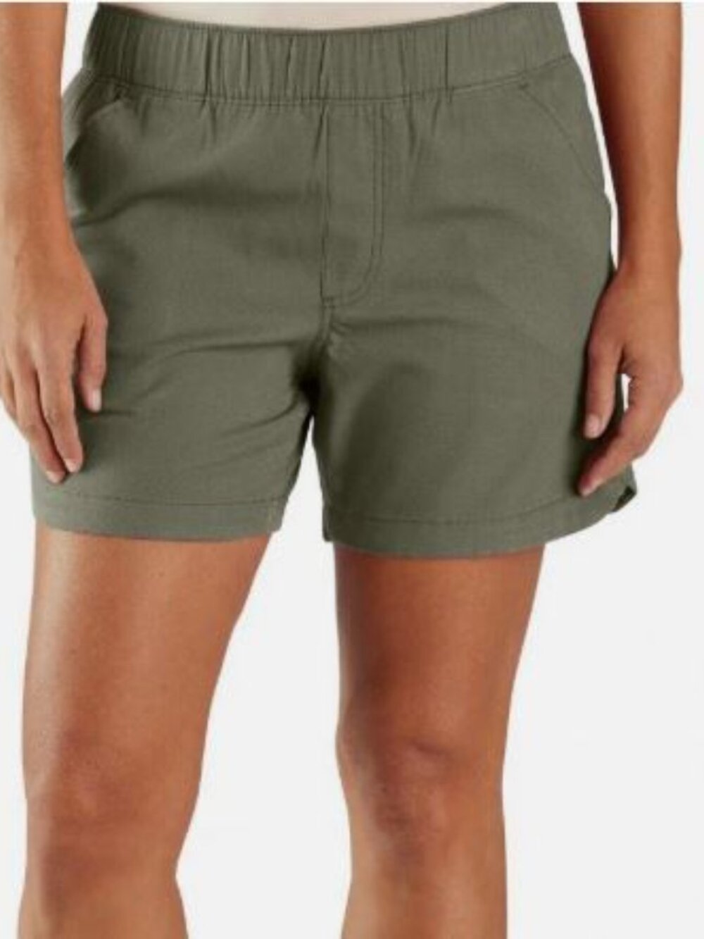 Carhartt Womens Work Plus 16 18 Olive Elastic Waist 4 Pocket Relaxed Fit Shorts